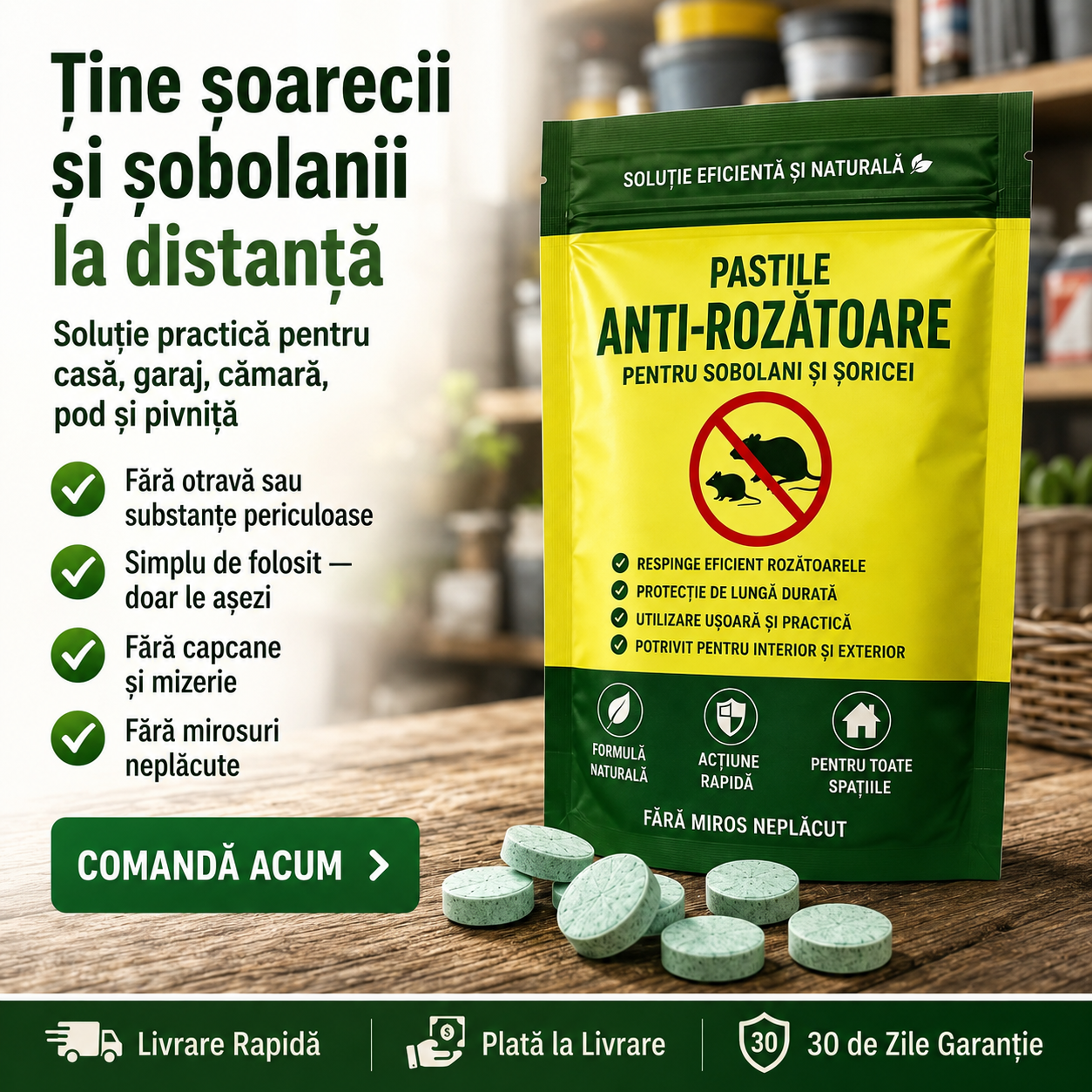Pastile Eco Repelente Anti-Șoareci și Șobolani