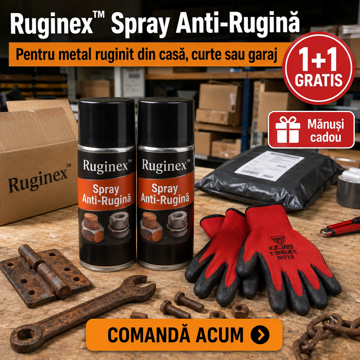 Ruginex™ | Set Spray Rugina + Manusi 1+1 Gratis