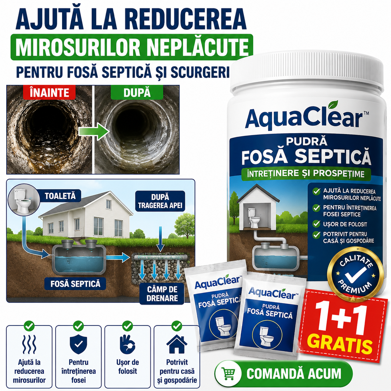 AquaClear™  — Pudră Fosă Septică ( 1+1 Gratis )