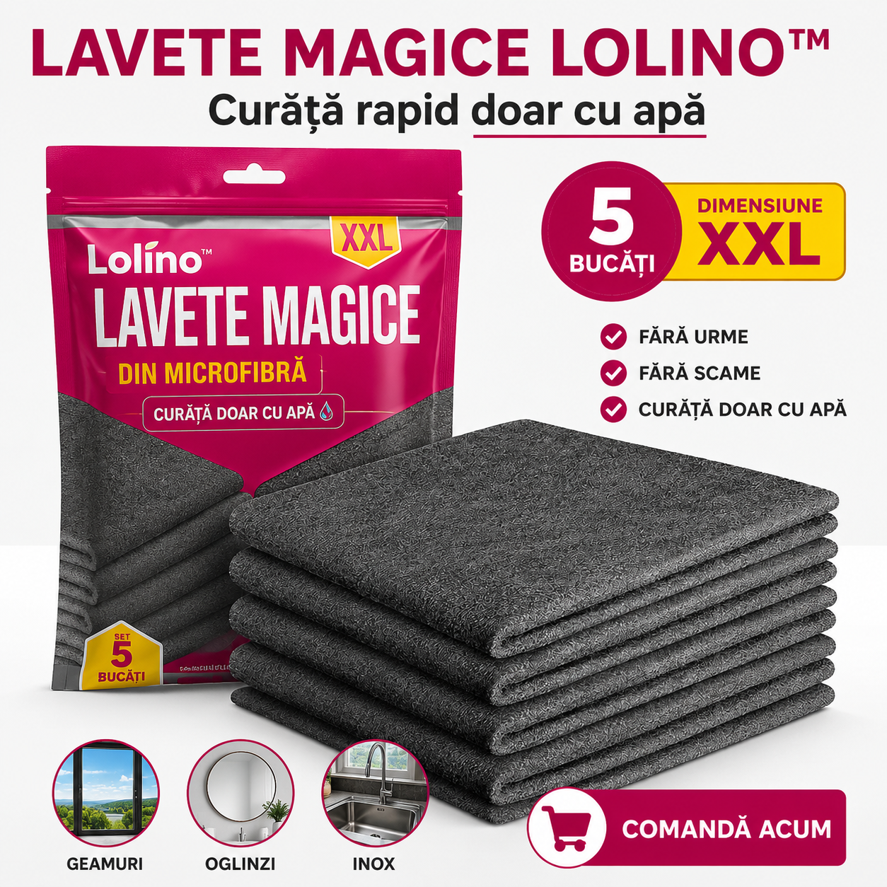 Laveta Magică din Microfibră (Set de 5 Bucăți)