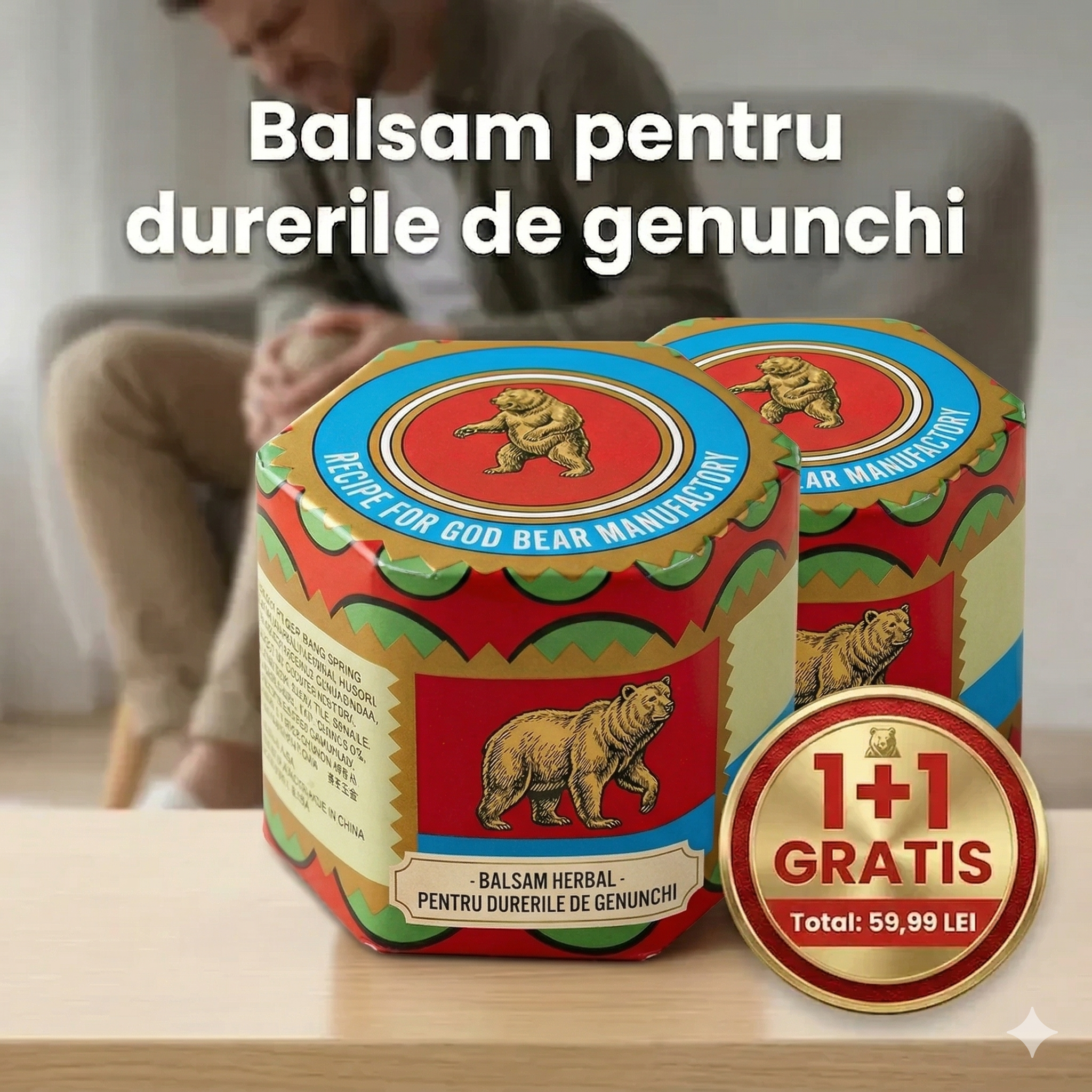 Balsam Puterea Ursului pentru Genunchi ┃ 1+1 GRATIS