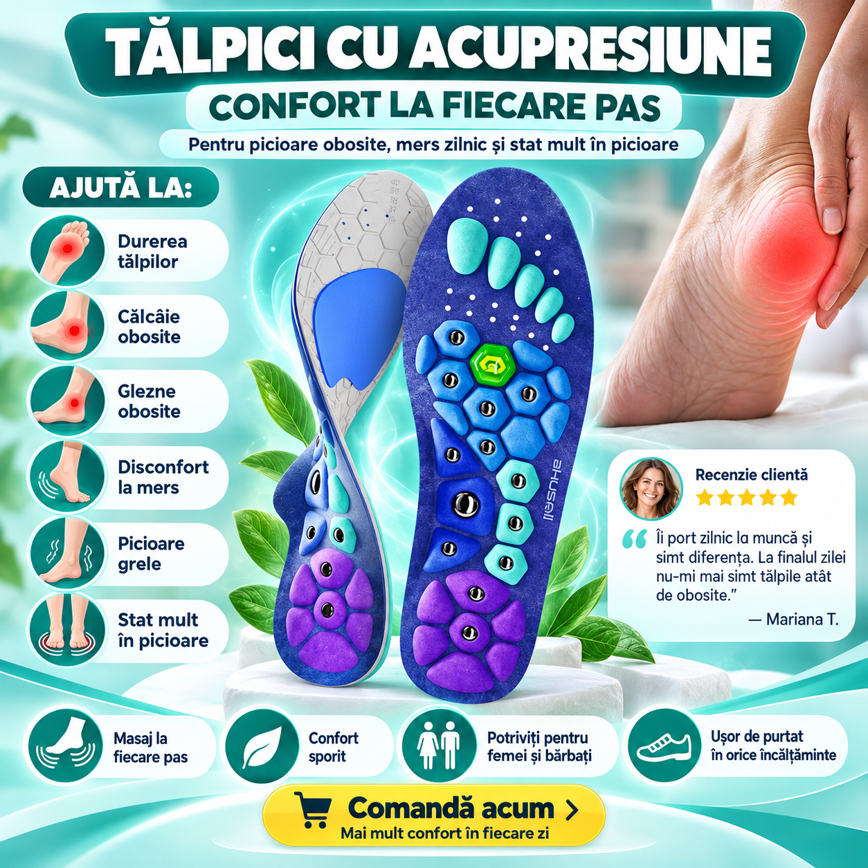 Tălpici cu Acupresiune Magnetică